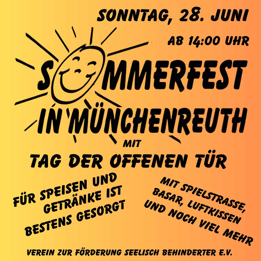 Veranstaltungsplakat für das Sommerfest am 28. Juni